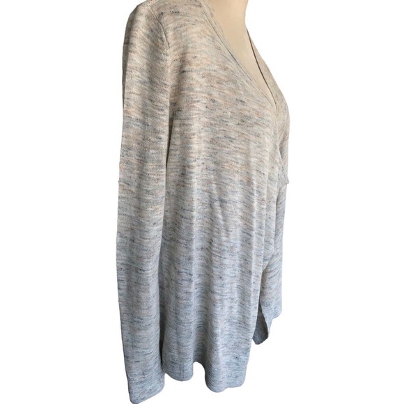 Loft Gray Beige Open Drape Linen Blend Long Sleeves Lightweight Sweater S - Picture 5 of 9